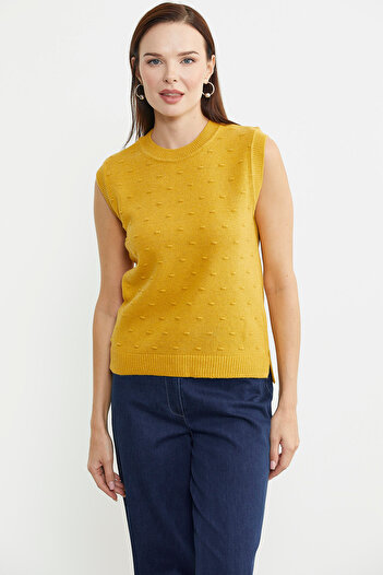 Sementa Yellow Crew Neck Wool Knitwear Sweater