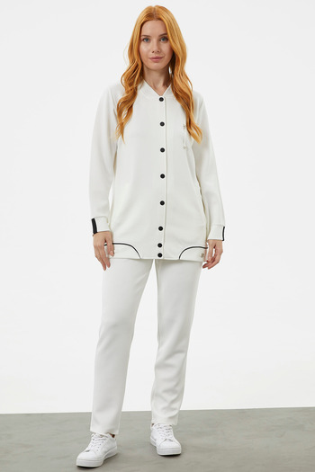 Sementa Plus Size Tunic Tracksuit Set - Ecru