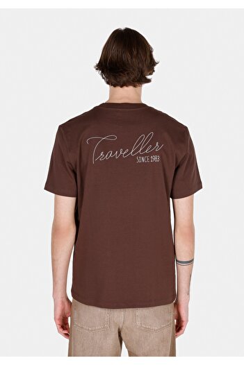 Colin's Comfort Fit Round Neck Plain Men's Brown Short Sleeve T-Shirt