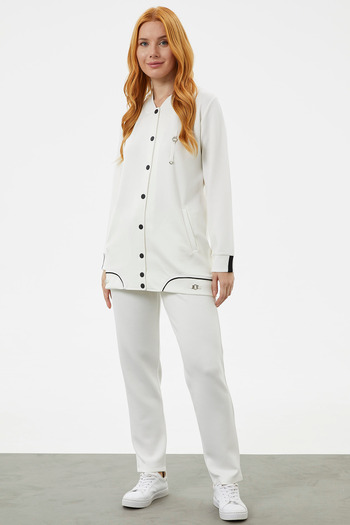 Sementa Plus Size Tunic Tracksuit Set - Ecru