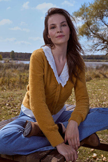 Sementa V-Neck Buttoned Knitwear Cardigan Mustard