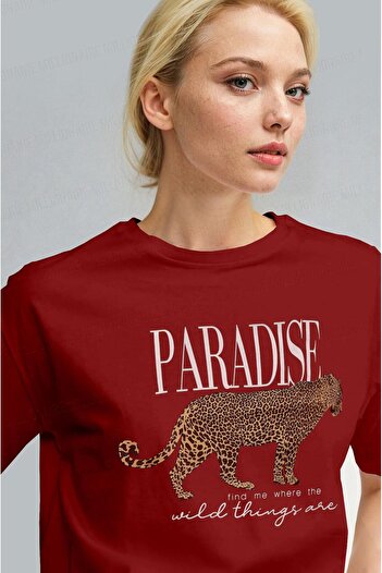 Millionaire Women's Red Leopard Motive Relax Fit T-Shirt