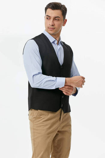 Sementa Classic Knitwear Buttoned Knitwear Vest - Black