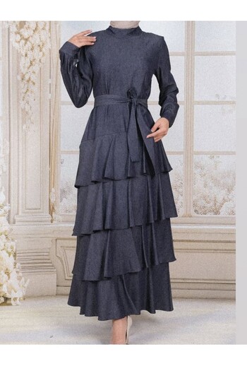 Modamorfo Skirt Layered Denim Belted Dress - Smoked