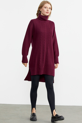 Sementa Full Turtleneck Knitwear Tunic - Claret Red