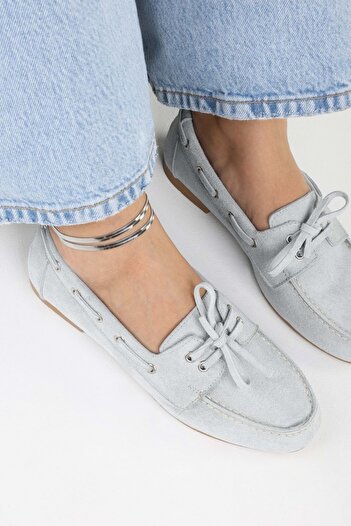 Shoeberry Women's Tinkera Gray Suede Ballerinas