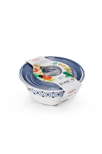Stefanplast 3-Piece Tosca Multipurpose Plastic Bowl with Lid White and Blue