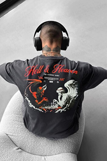 Millionaire Men's Smoked Devil and Angel Oversize Fit Loose Wide Fit Loose Cut T-Shirt