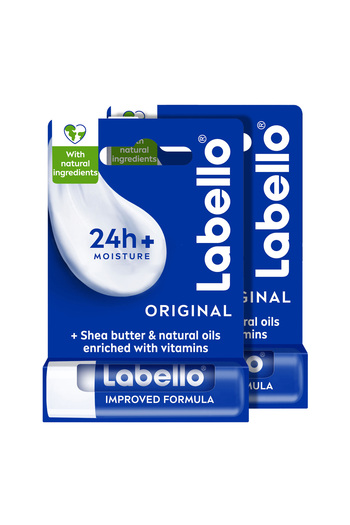 LABELLO Lip Care, Moisturizing Lip Balm, Original with Shea Butter, 4.8g, Pack of 2