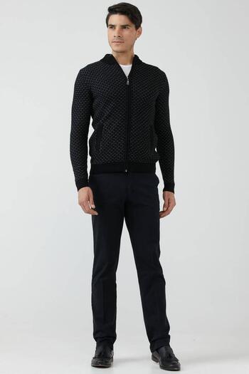 Sementa Men's Zippered Pocket Knitwear Cardigan - Black - Gray