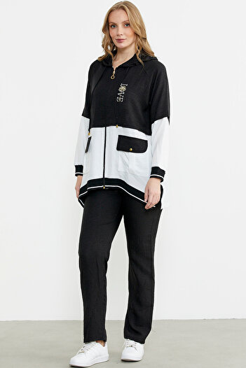 Sementa Black Color Block Transition Tunic Suit