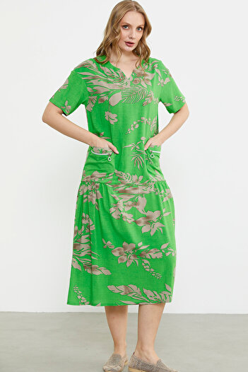 Sementa Green Draped Dress - Comfortable Fit