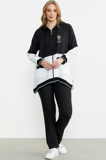 Sementa Black Color Block Transition Tunic Suit