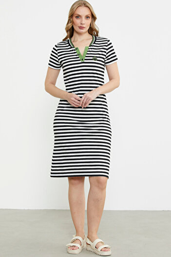 Sementa Marine Collar Detailed Combed Cotton Dress - Black