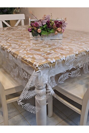Başak Ev Tekstili Transparent 0.018 Mm PVC Oilcloth - Patterned Erasable Transparent Tablecloth