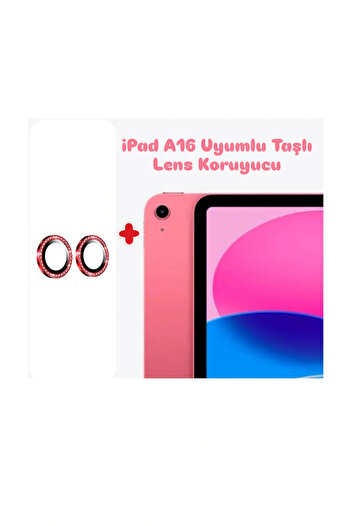 EHZ TEKNOLOJİ واقي عدسة حجري متوافق مع iPad A16 مقاس 11 بوصة (أحمر)