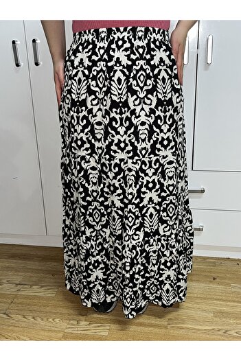 hoaryage Ethnic Bohemian Skirt - Holiday Beach Dress with Elastic Waist and 3 Layers of Ruffles