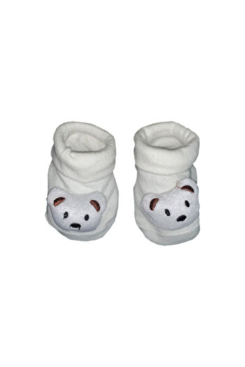 Generic Anti Slip Bear Slip-Ons With Bell - White / Black 01