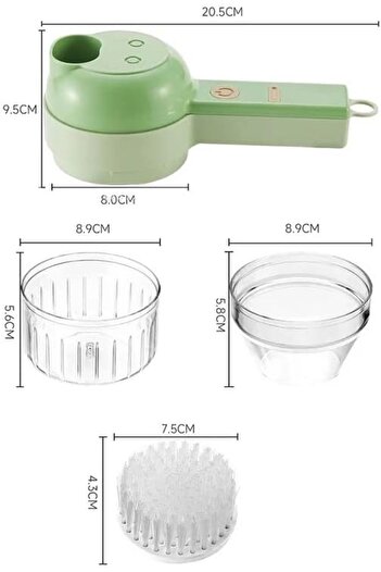 COOYA 4 in 1 Electric Vegetable Cutter Set, Wireless Food Processor for Garlic Pepper  Onion, with Brush