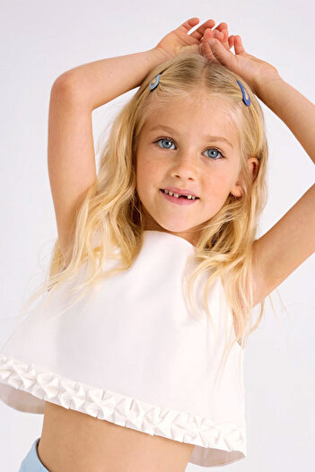 MAYORAL Sleeveless Ruffled Summer Special Day Birthday Eid Crop Girl's Blouse