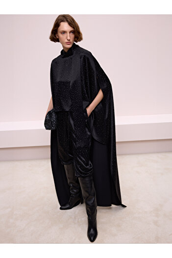 BAQA Glitter Black Cape Blouse