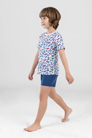 BAYKAR Set de pijamale din bumbac pentru copii, cu gâtul turn, 9610 alb