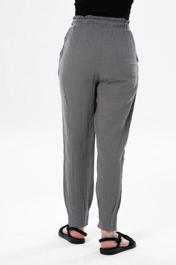 Eliş Şile Bezi Muslin Carrot Summer Pants Gray Gray