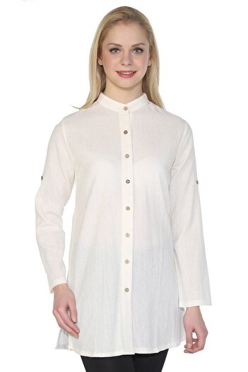 Eliş Şile Bezi Women's Şile Bezi Judge Collar Summer Tunic and Cream Set