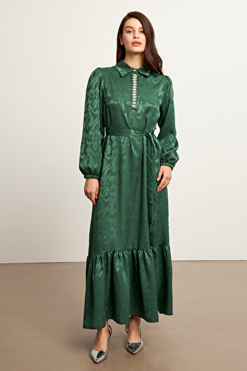 VAVİNOR Φόρεμα Royal Stone Jacquard - Emerald