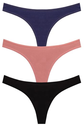 papatya lingerie Економічний набір з 3 штук Низька талія Бавовняні труси-танго Різнокольорові Темно-синій Чорний