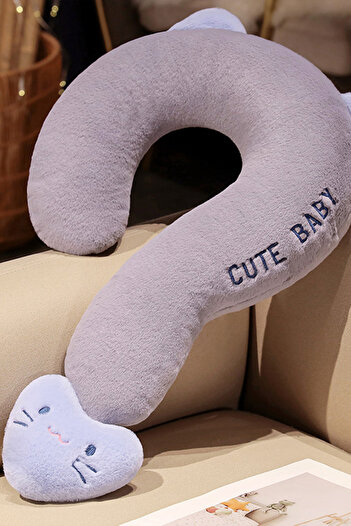 Ecrou Cute Baby Soft Soft Plush Neck Pillow Gray 45 X 45 cm