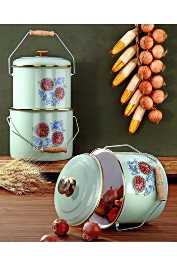 Bonera Emaye 3'lü Hardal Sarısı Bakraç Set, 14-16-18cm Yoğurt Mayalama Seti
