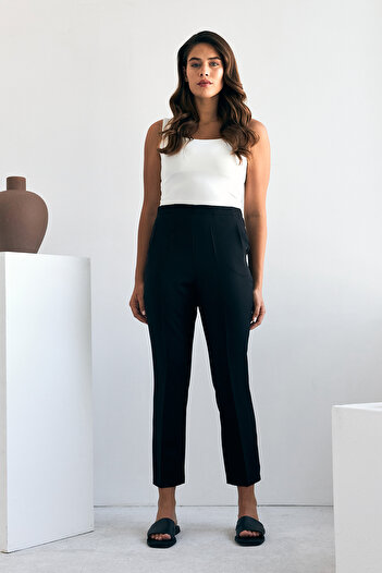 VAVİNOR Black Elastic Waist Trousers