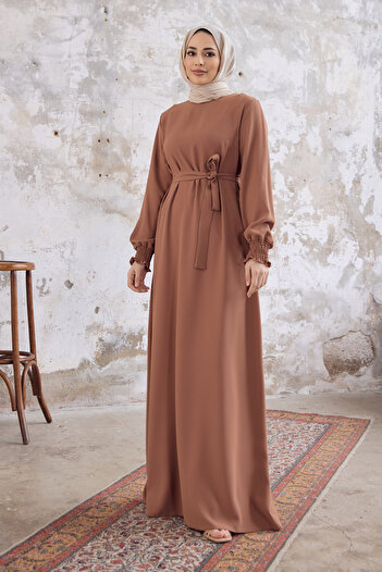 VAVİNOR Vera Belted Dress - Camel