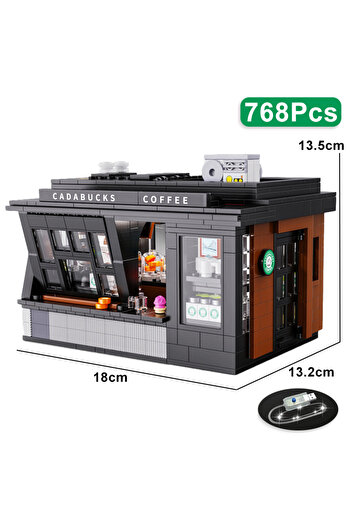 Choice 768Pcs No Box City 768Pcs Coffee Shop House With Led Lights Model Building Blocks Street View Cafe S