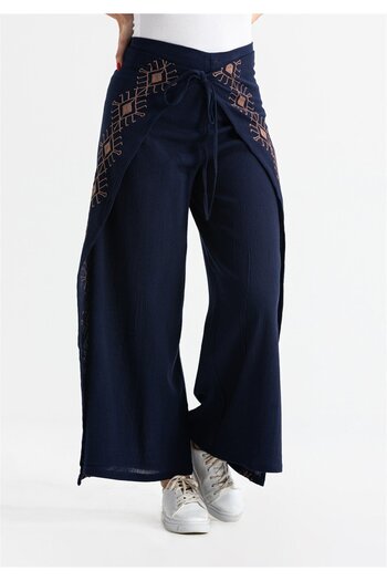 Eliş Şile Bezi Nıshaki Şile Cloth, Riddle and Summer Navy Blue Trousers