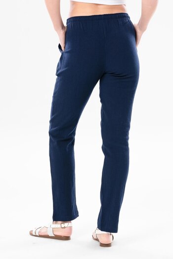 Eliş Şile Bezi Şile Cloth Double Pocket Unisex Summer Trousers Navy Blue Lcvt