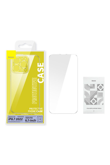 Baseus Baseus Crystal Series Magnetic Case for iPhone 14 Pro Max with Tempered Glass Protector - Clear