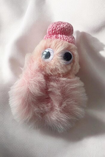 TAKIŞTIR Pink Color Monster Figured Plush Bagel Buckle