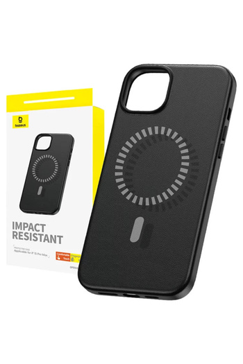 Baseus Fauxther Series Magnetic Phone Case - for iPhone 15 Pro Max - Cluster Black