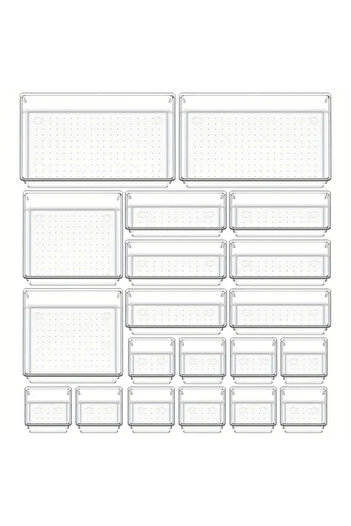 Choice 20PCS 10-Piece Versatile Drawer Organizer Set - Clear Plastic Trays and Dividers in 4 Sizes for Perf