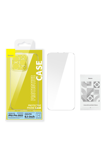 Baseus Baseus Crystal Series Magnetic Case for iPhone 14 Pro with Tempered Glass Protector - Clear