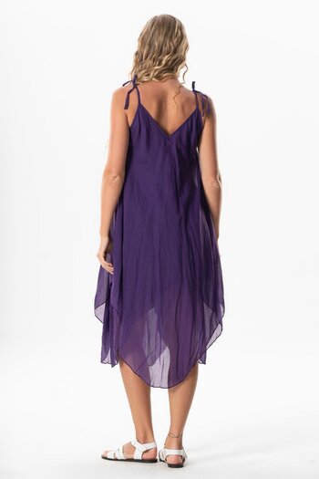 Eliş Şile Bezi Strappy Voile Aphrodite Midi Length Summer Dress Purple Purple