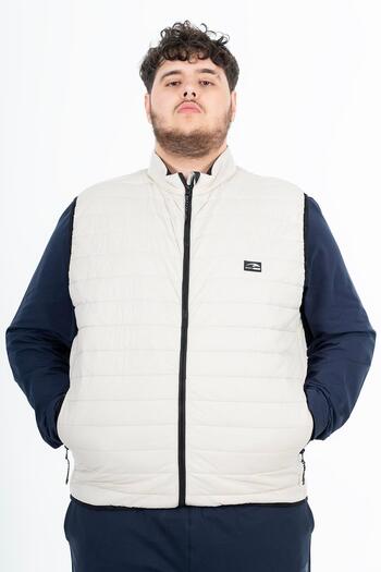 MARATON Plus Size Men's Stand Collar Sleeveless Stone Color Vest 22313