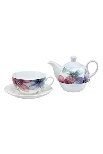 Ambition Teapot, cup and saucer set, 3 pieces, Watercolour