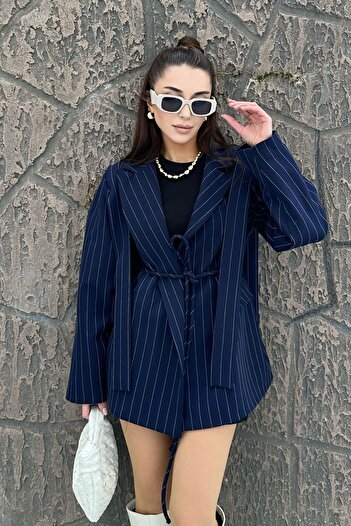 buqre's moda Jachetă blazer oversize cu cravată