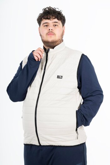 MARATON Plus Size Men's Stand Collar Sleeveless Stone Color Vest 22313