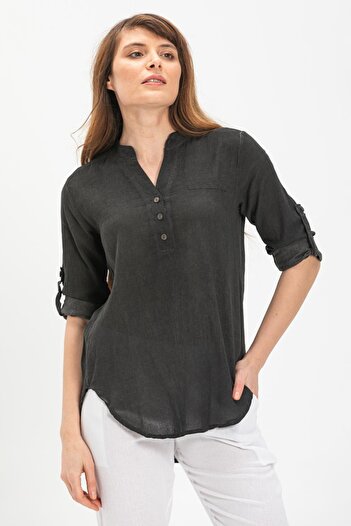 Eliş Şile Bezi Long Sleeve Shile Cloth Acacia Summer Blouse Smoked Fm