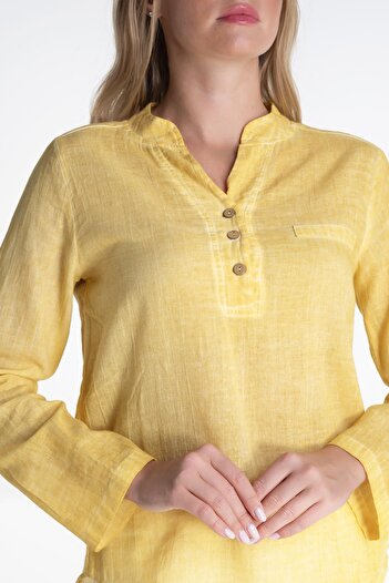 Eliş Şile Bezi Long Sleeve Shile Cloth Acacia Summer Blouse Yellow Yellow