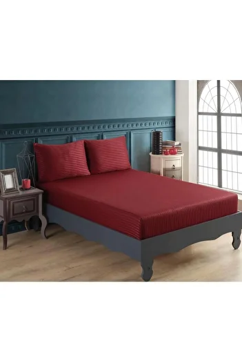 Cottonest Cotton Satin Fitted Sheet Set with 2 Pillows 180 X 200